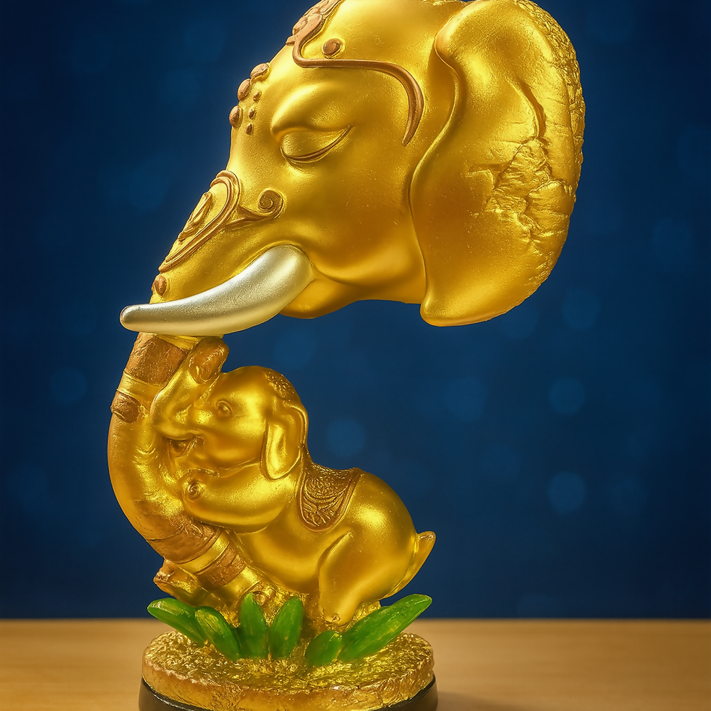 Premium Golden Elephant Mother & Baby Showpiece for Home Decor | Resin Decorative Animal Statue for Living Room, Office Table, Gift for Housewarming, Birthday, Anniversary & Festive Decoration | Good Luck Vastu Figurine