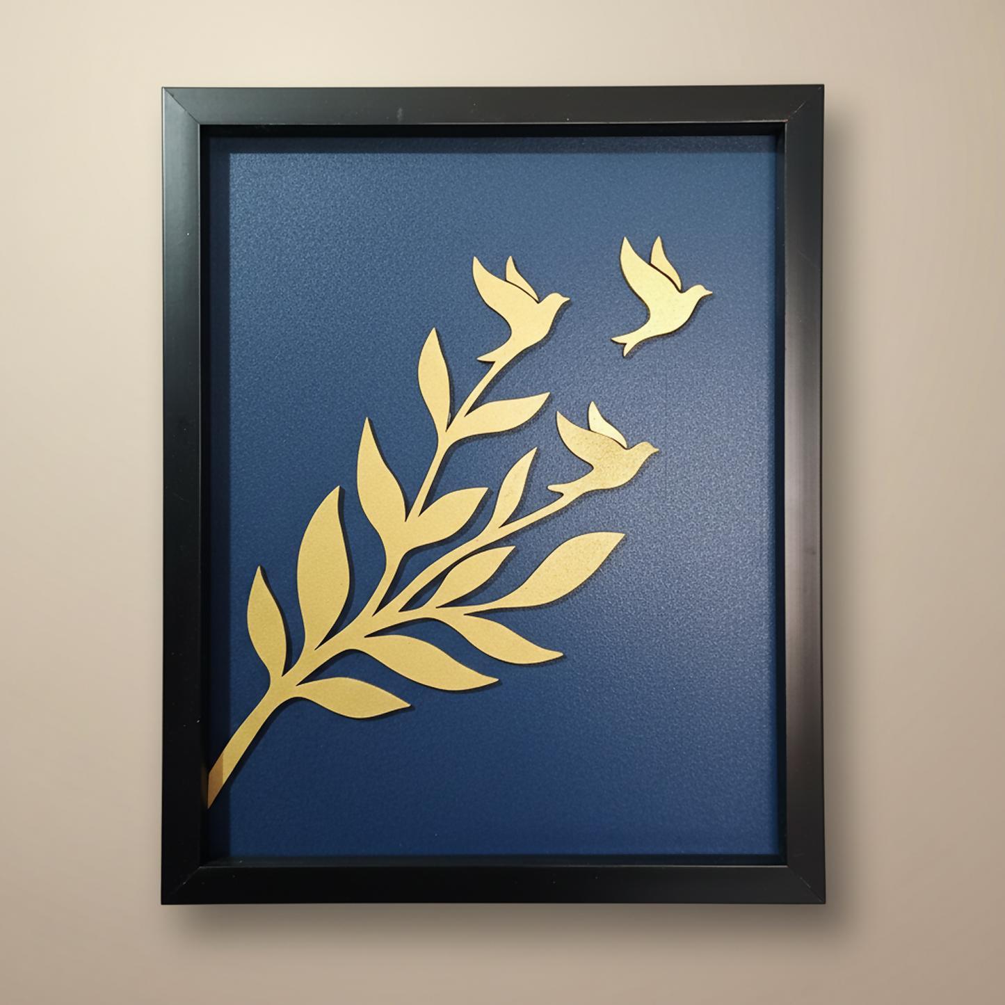 Luxury 3D Leaf & Birds Wall Art Frame | Modern Minimalist Wooden Wall Decor