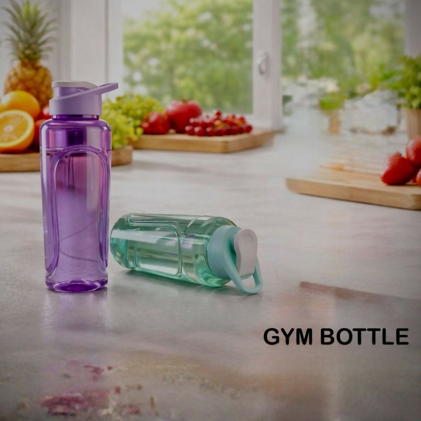 Gym Water Bottle with Flip Lid Multi Color Leakproof Sports Bottle (1 Litre)
