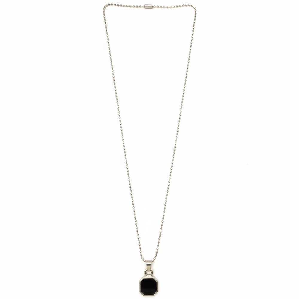 Octagon Shape Black Inlay Pendant Necklace for Men