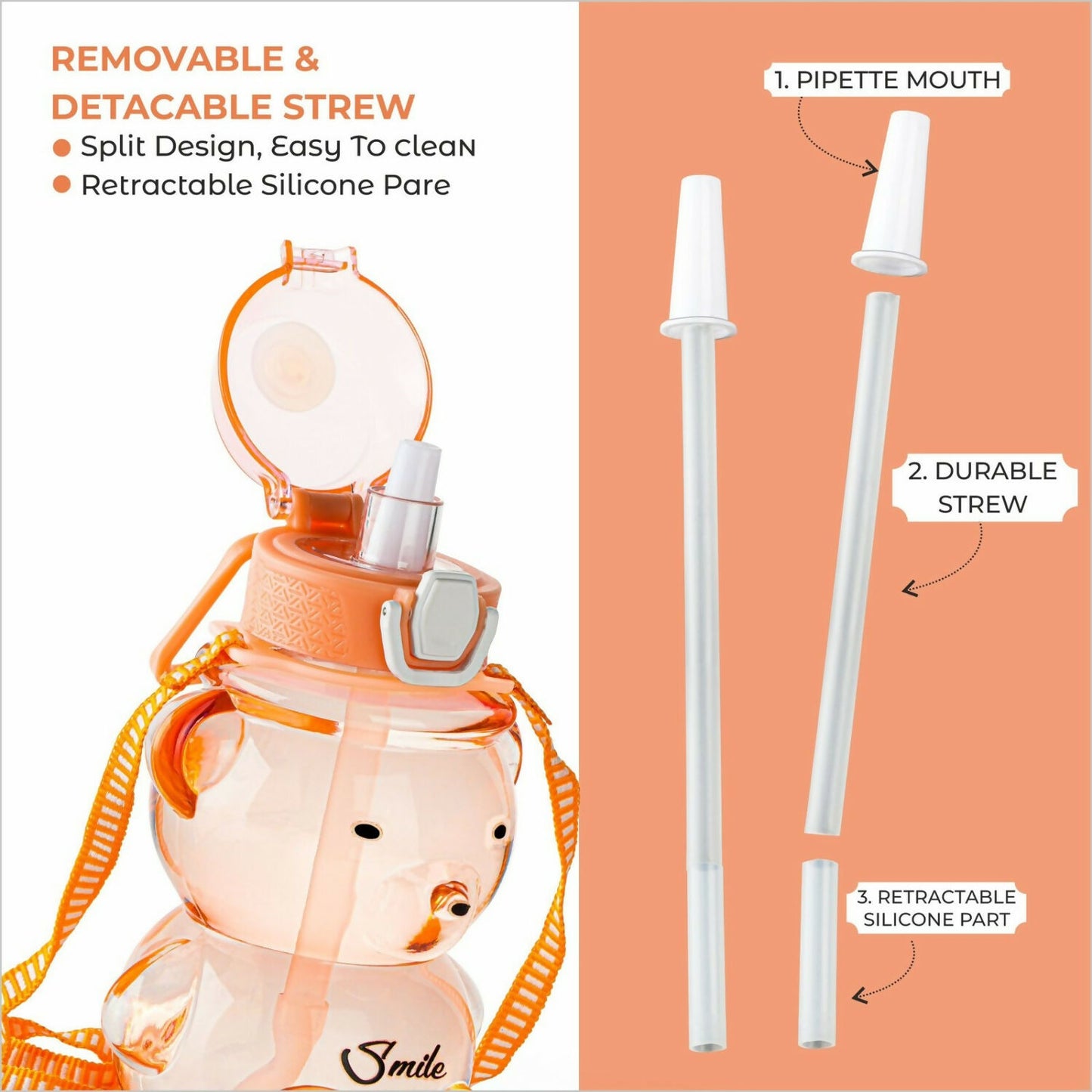 Teddy Cartoon Designer Water Bottle (Mix Color)