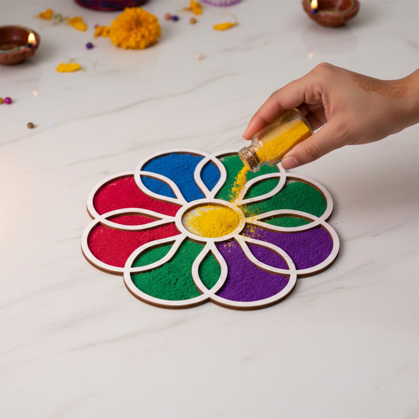 Rangoli Stencil | Flower Design for Diwali and Festivals