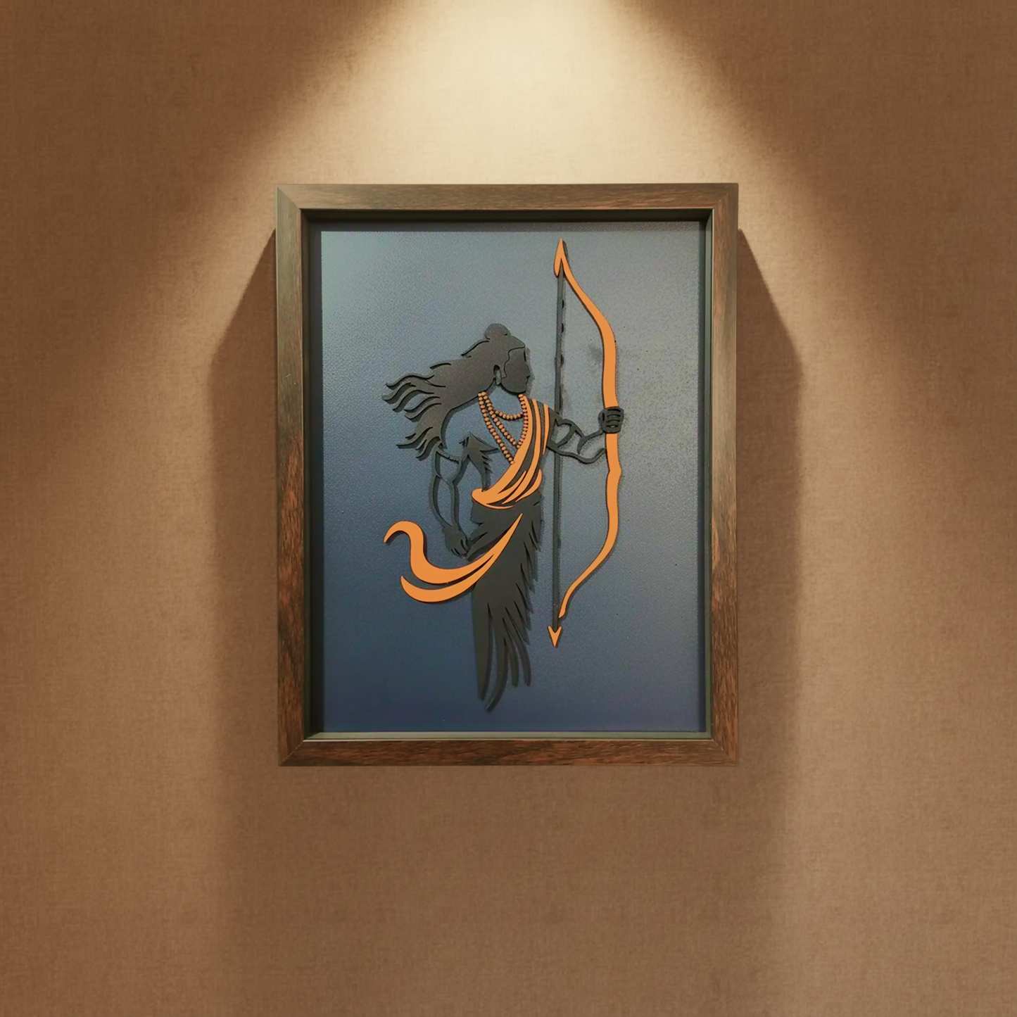 Handcrafted Multi-Layer Wooden Lord Ram Wall Art – 3D Laser Cut Shri Ram Divine Frame