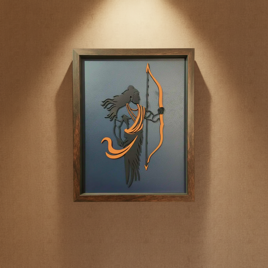 Handcrafted Multi-Layer Wooden Lord Ram Wall Art – 3D Laser Cut Shri Ram Divine Frame