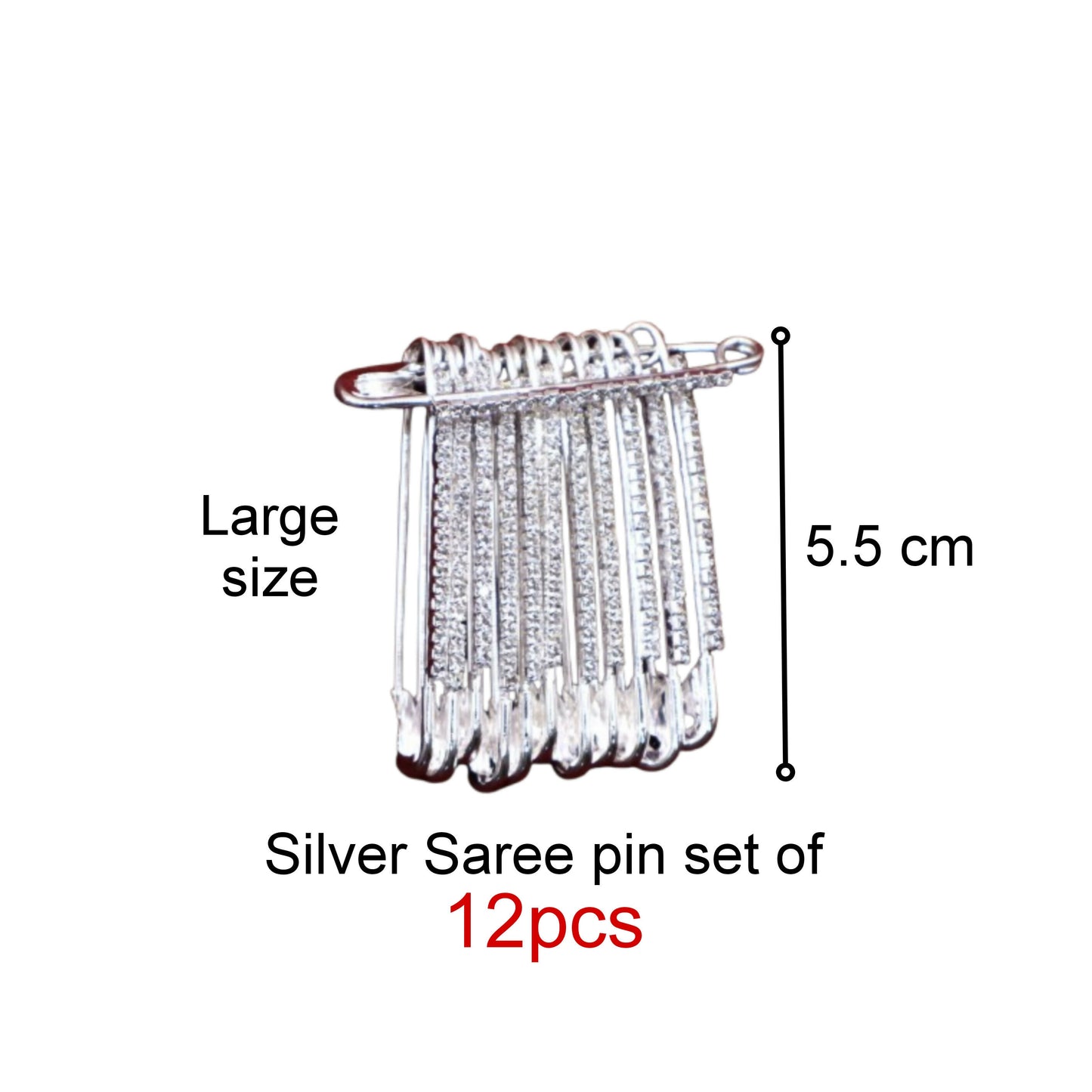 Silver Crystal Saree Pin Brooch - Dangle Rhinestone Cascade Pin Jewelry