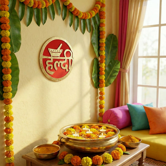Haldi Ceremony Wall Hanging Bright Festive Decor for Wedding Functions