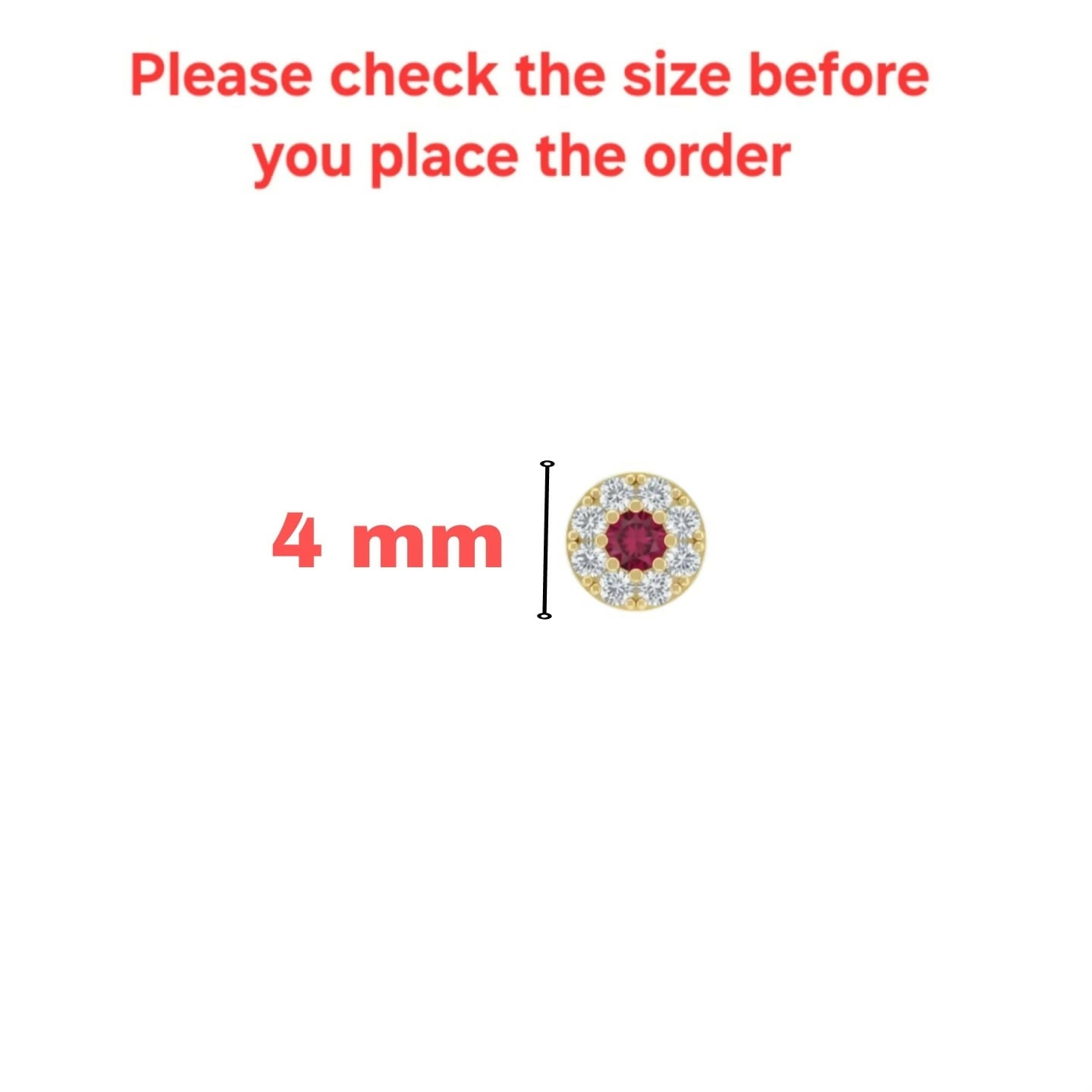 Gold plated Ruby & Diamond Floral Halo Nose Pin Labret Stud Combo Pack of 3