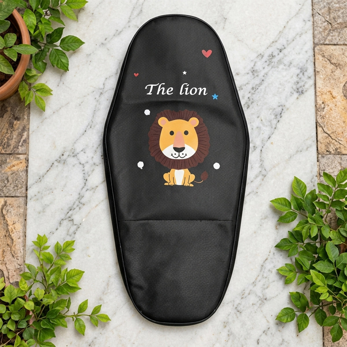 Scooter Seat Cover with Cartoon Lion Print and Elastic Edge, 60 cm (1 Pc)