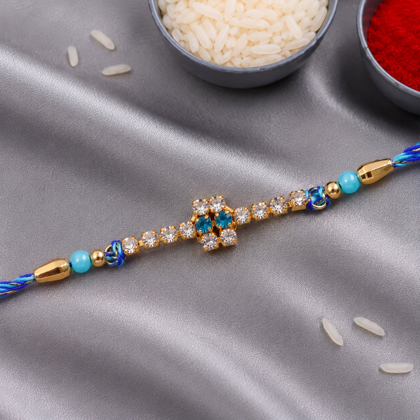Sparkling Cross Motif Rakhi with AD Stones for Brother (Pack of 6)