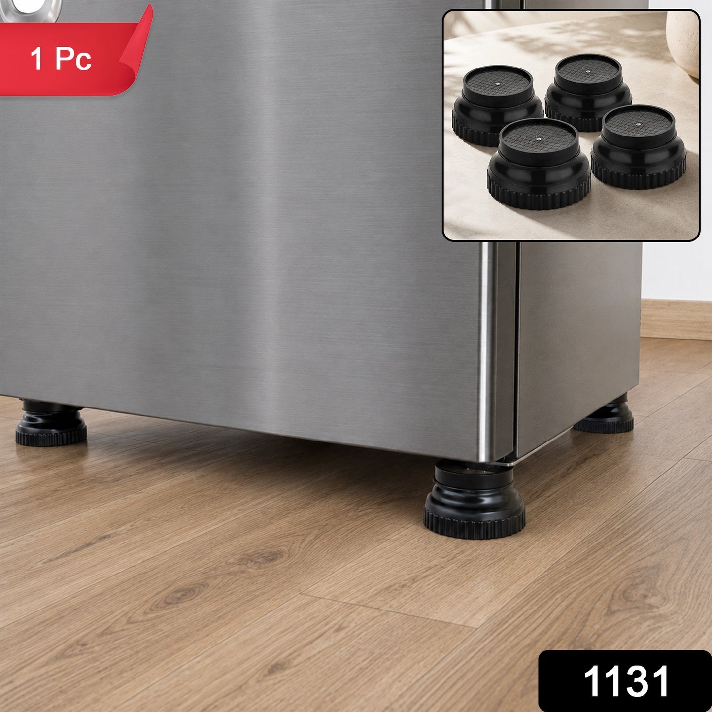 Fridge Stand Support Legs Round Plastic Base for Single Double Door (4 Pc)