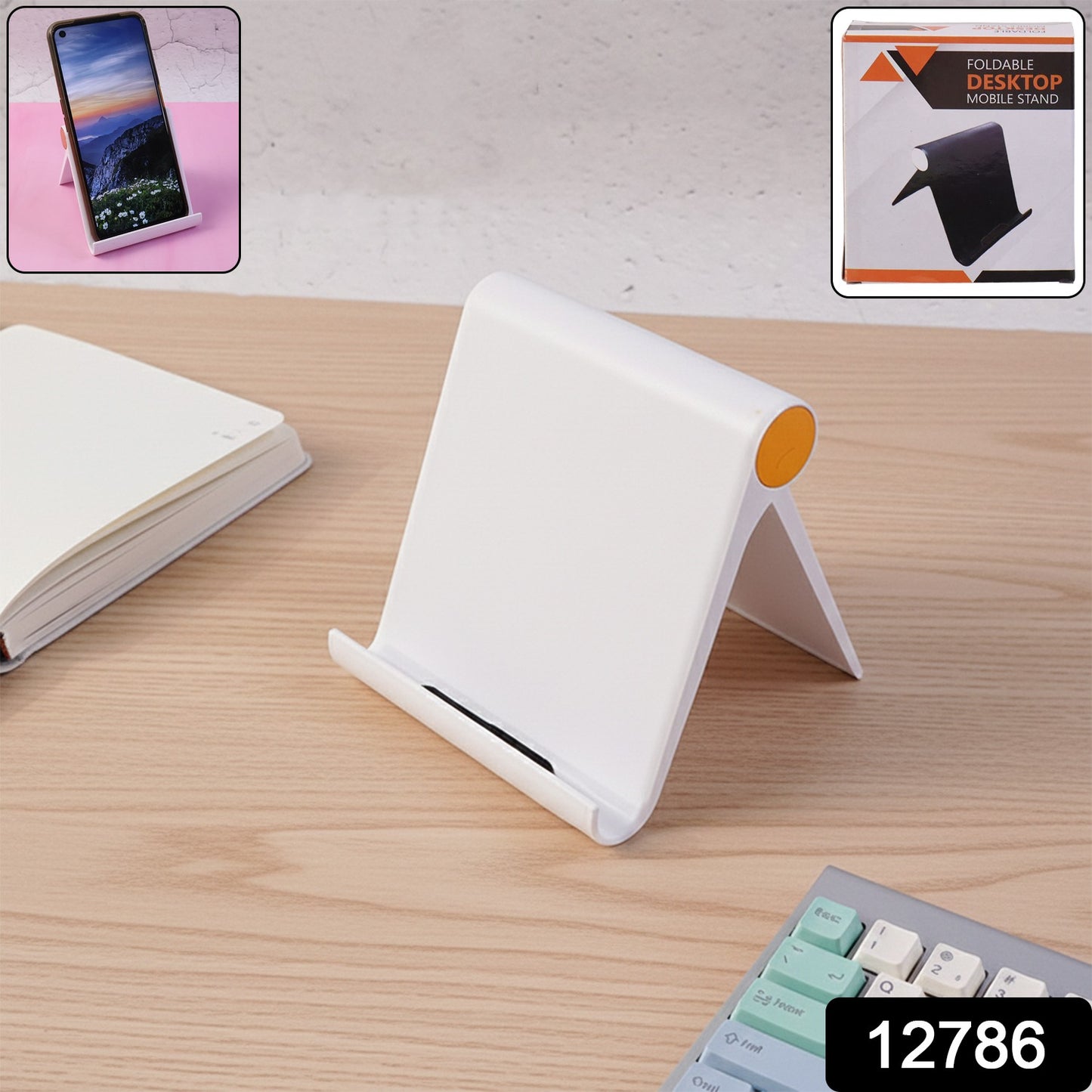 Plastic Foldable Desktop Mobile Stand (1 Pc / White)