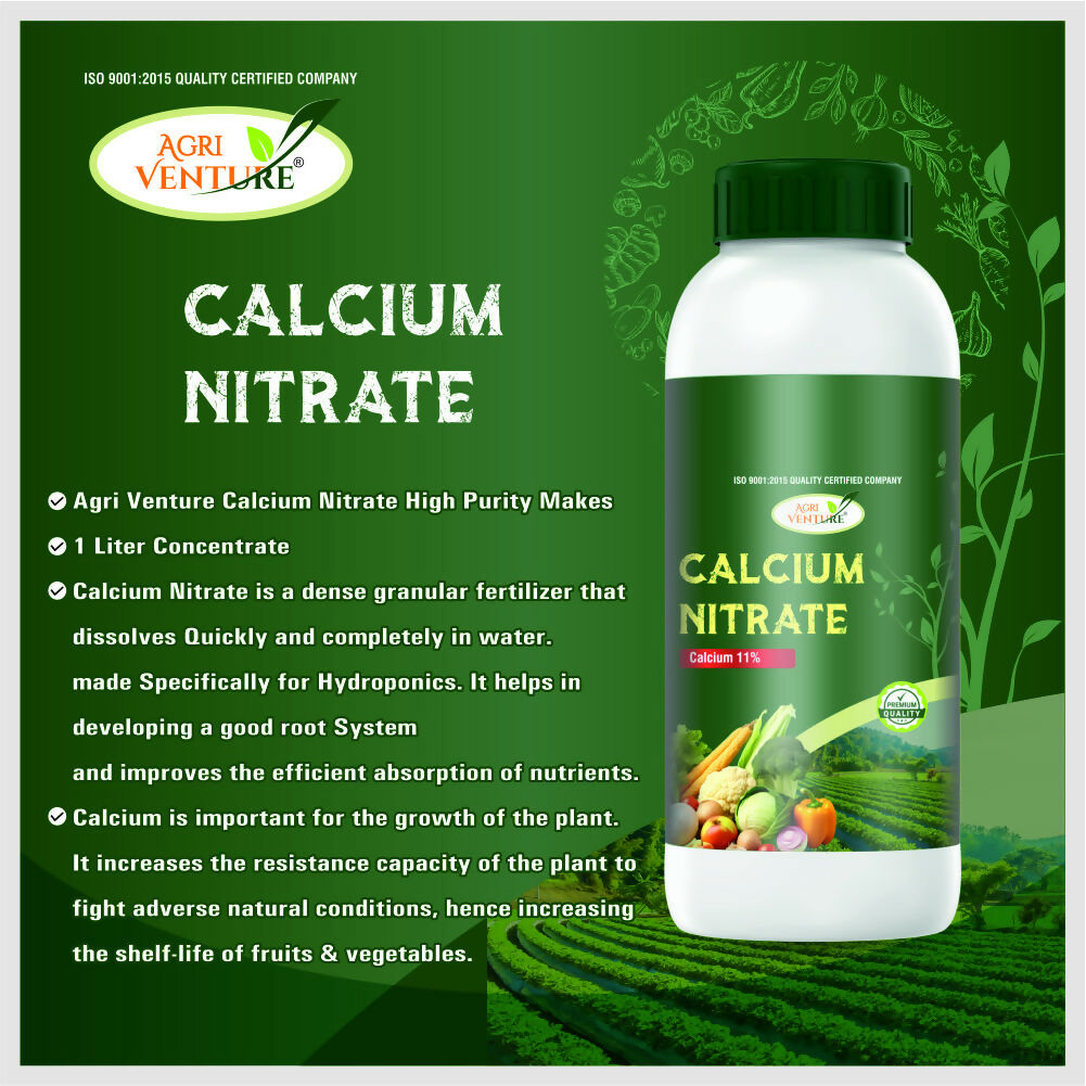 Calcium Nitrate solution showing nutrient benefits for strong plant roots