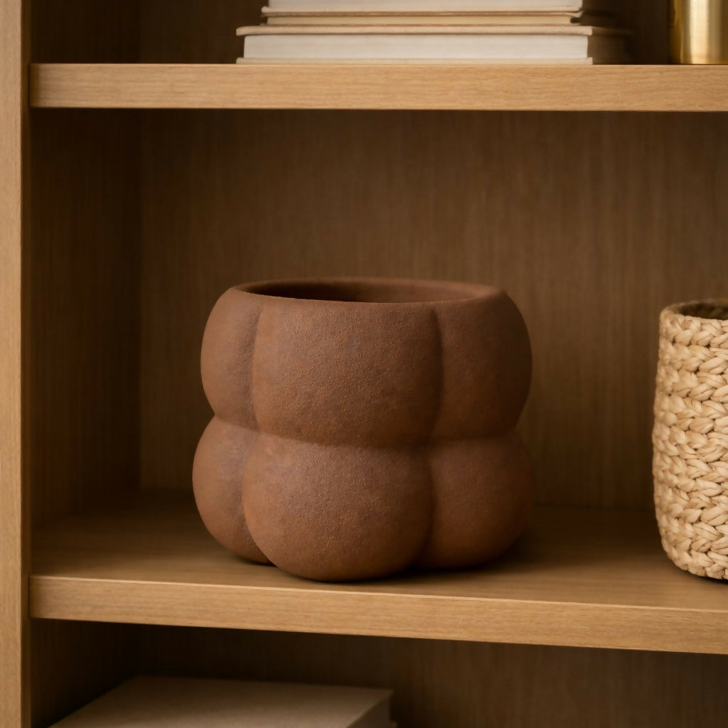 Textured Ceramic Planter Pot Modern Decorative Plant Holder
