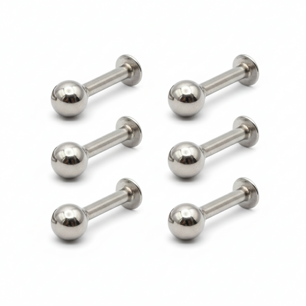 Silver Plated Flat Back Labret Studs earings for women and girls Combo Pack of 6