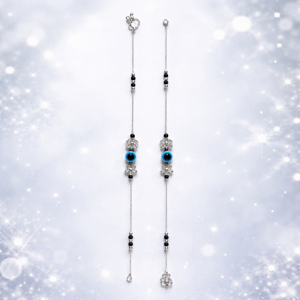 Elegant Evil Eye Silver Payal for Women