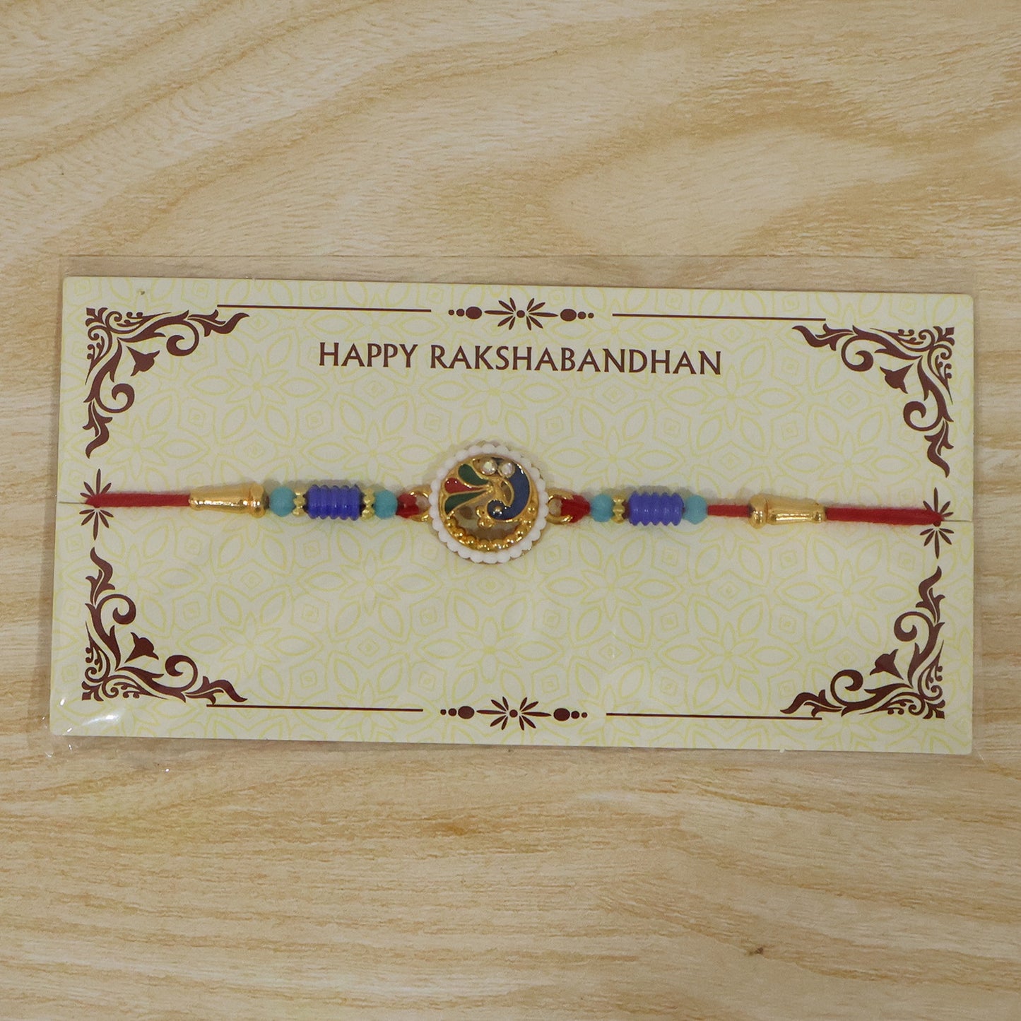 Peacock Pearl Frame Designer Rakhi