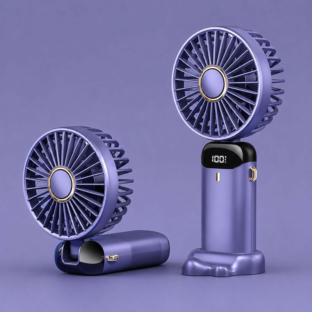 Portable Mini Neck Fan with LED Display & Desk Stand