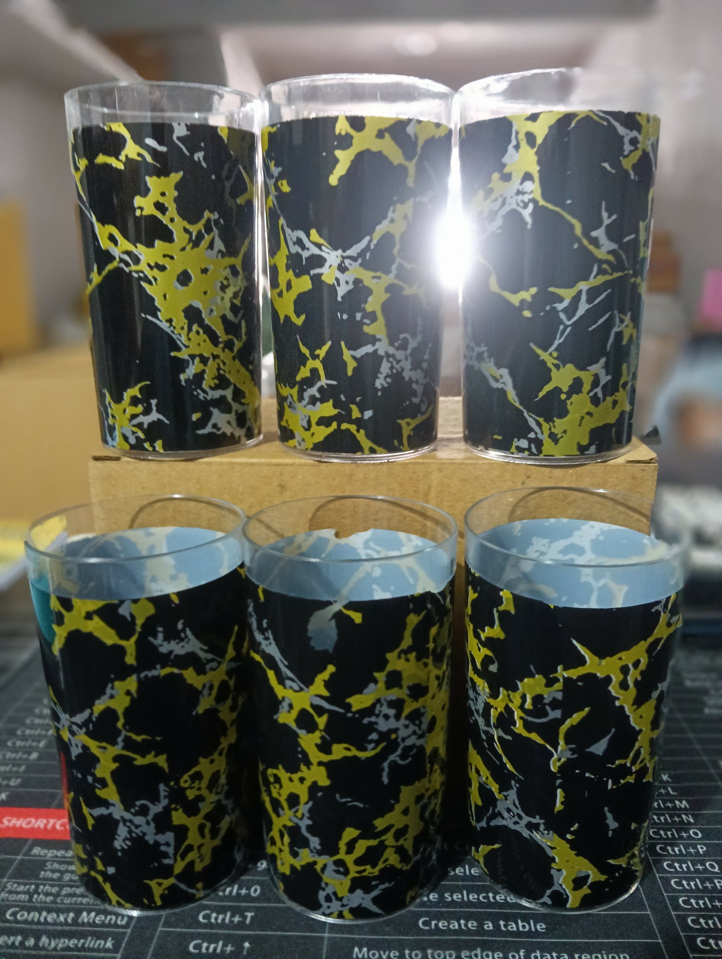 Black Printed Unbreakable glass (pack of 6 )