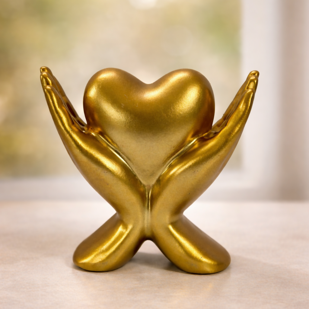 Heart Sculpture Showpiece with Hand Holder | Decorative Gift for Home & Office