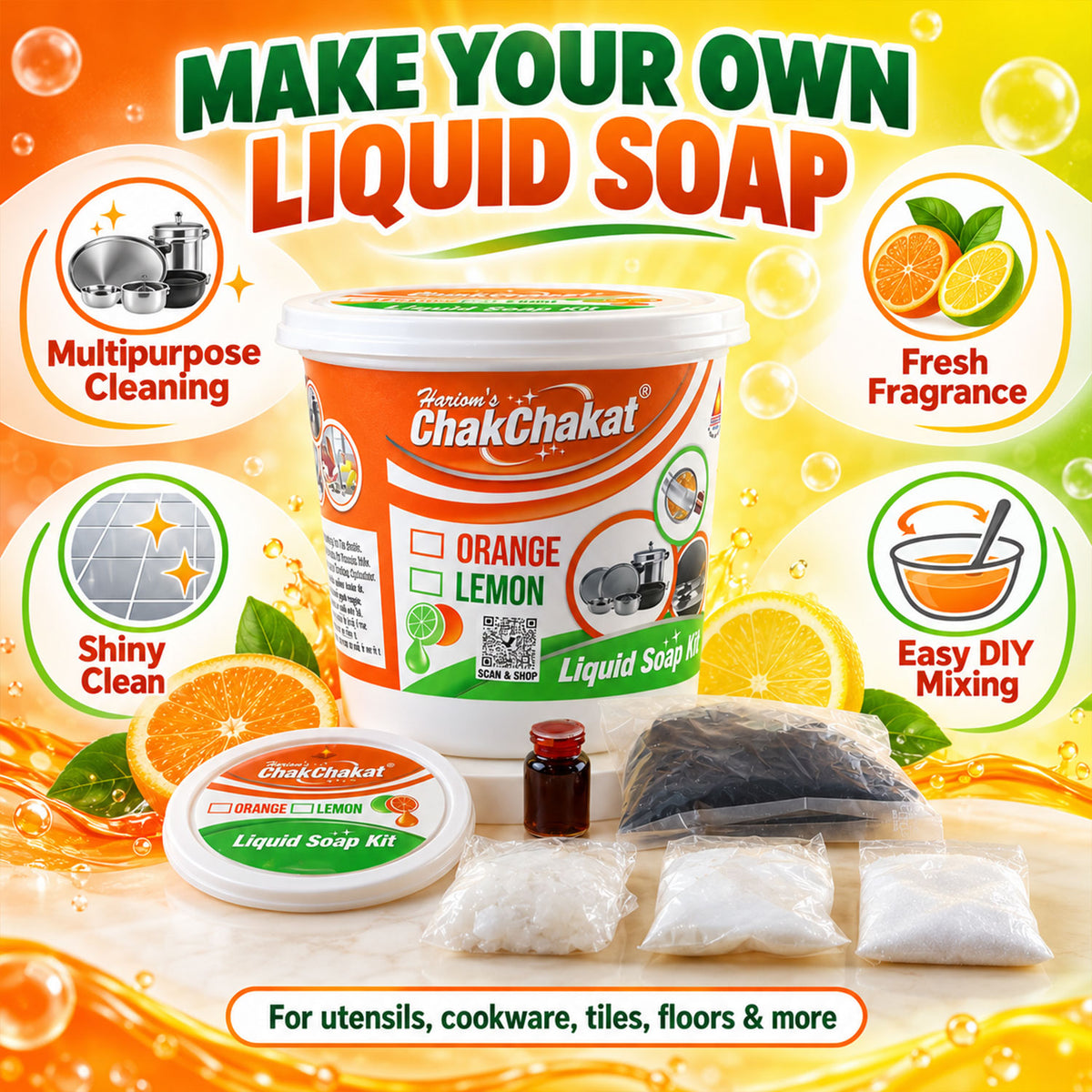 ChakChakat DIY Liquid Soap Making Kit with Mixing Tub and Ingredient Packs