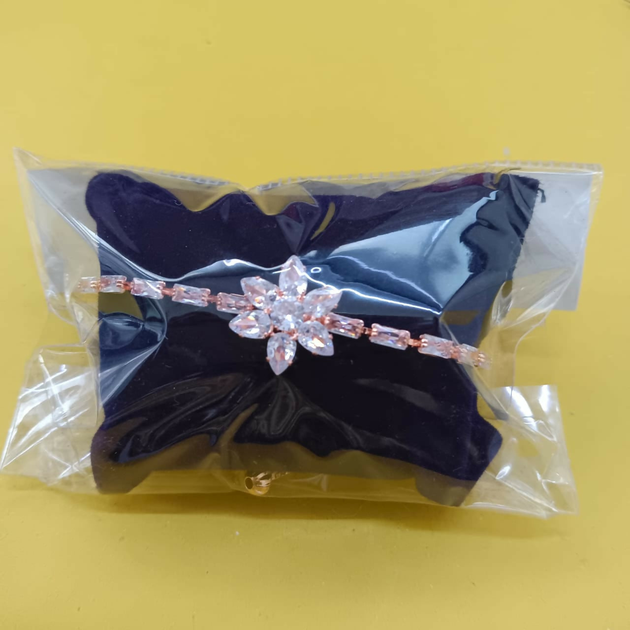 Rose Gold Plated Ad Stone Floral Adjustable Bracelet