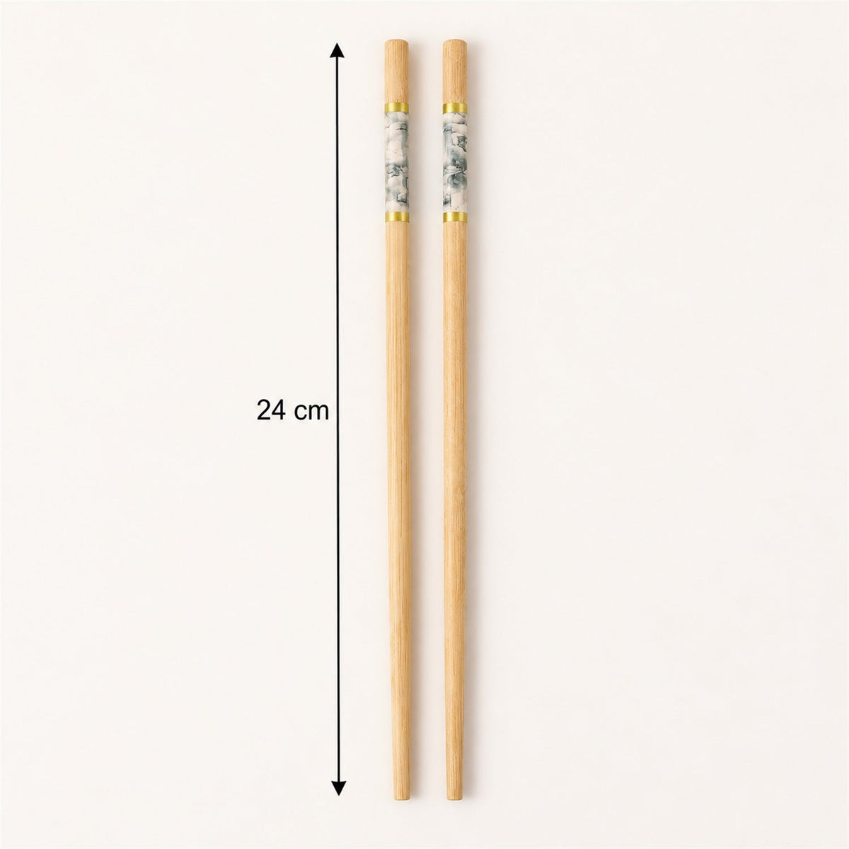 Bamboo Chopsticks with Decorative Bands for Noodles and Sushi Use (10 Pair)