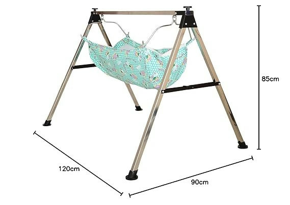 Side view of lightweight baby hammock cradle with breathable fabric