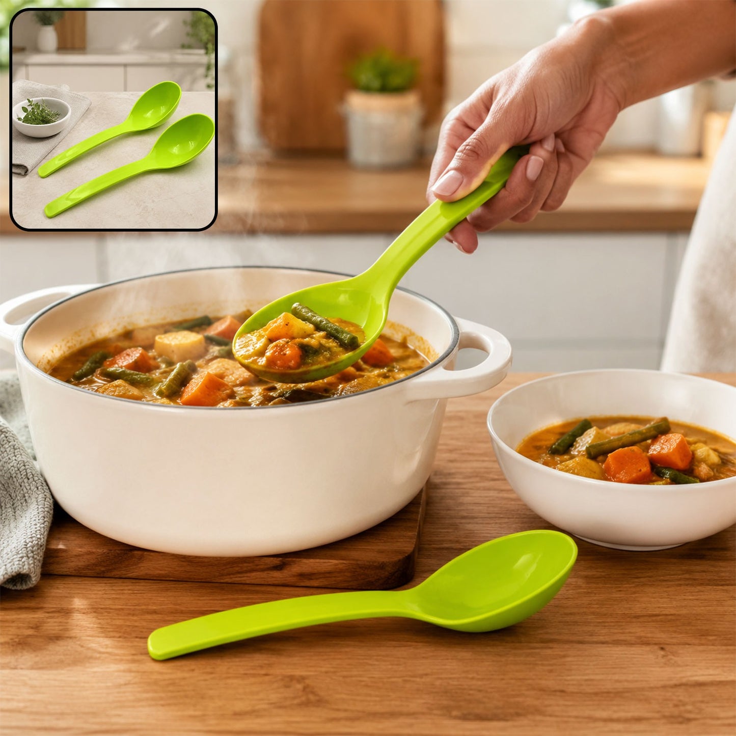 Plastic Kitchen Ladle – 2-Pc Serving Spoon Set | Serve Stellar