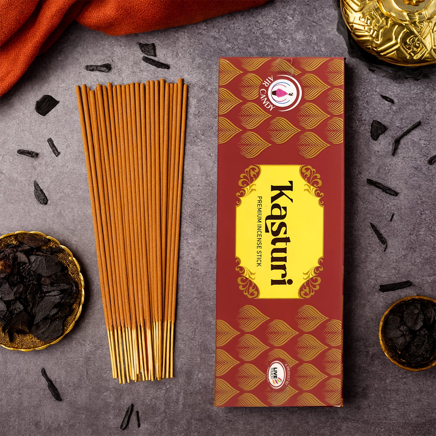 Kasturi Agarbatti Premium Incense Sticks – Divine Fragrance for Puja, Meditation, Yoga & Home Ambience (90gm)