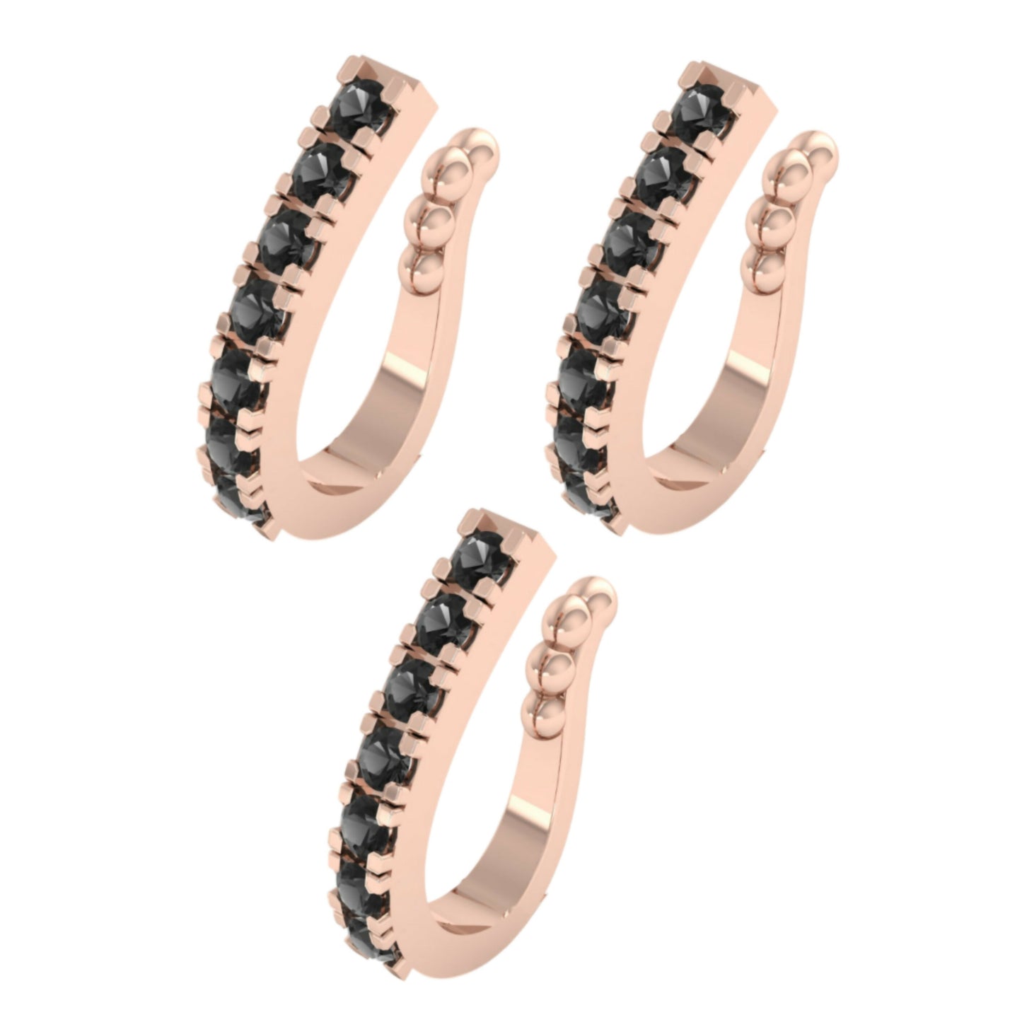 Minimalist Rose Gold Pink Bar Non-Piercing Nose Stud/Pin Combo Pack of 3