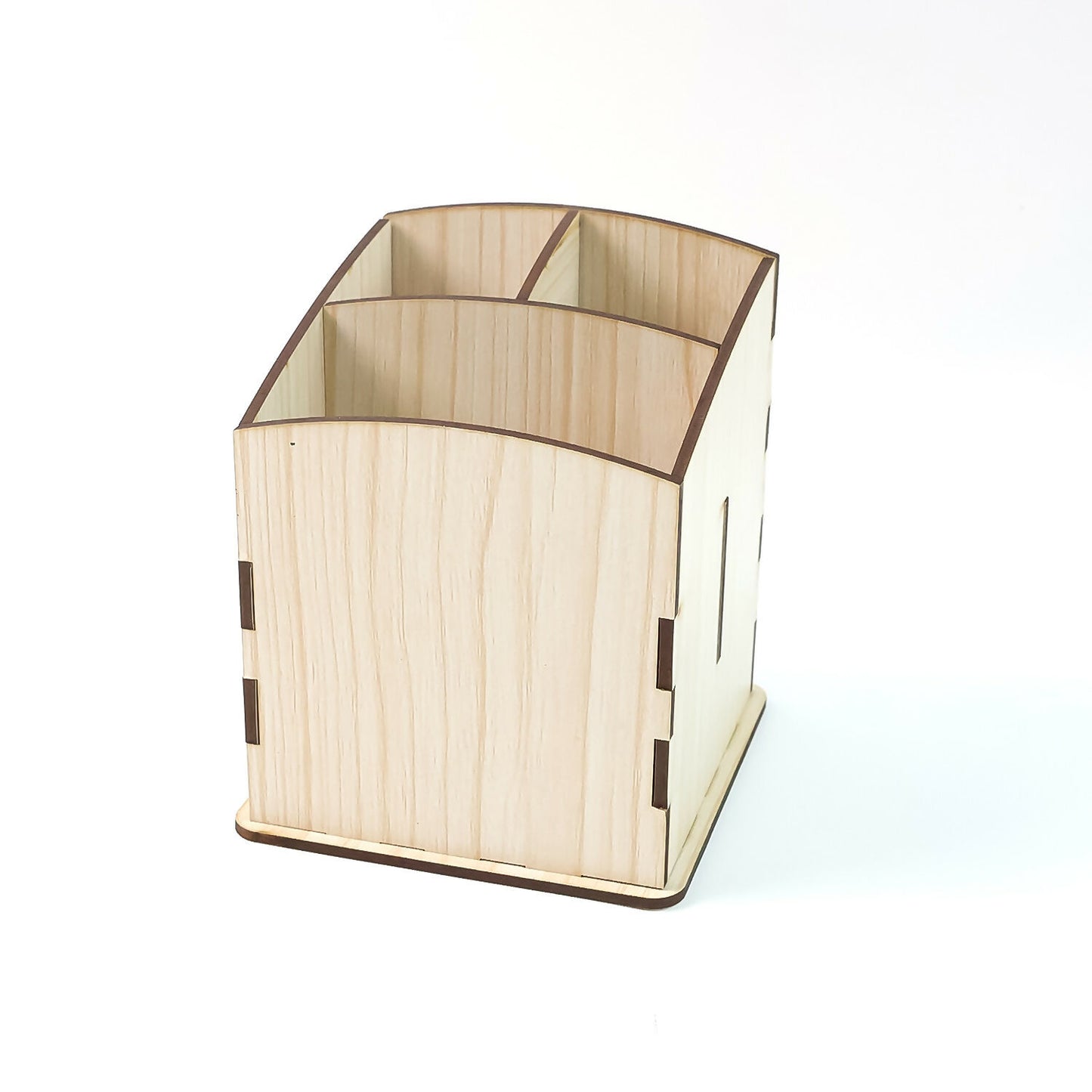 Khyati Wooden Pen Stand – Cube Shape Desk Organizer with Multi-Section Storage