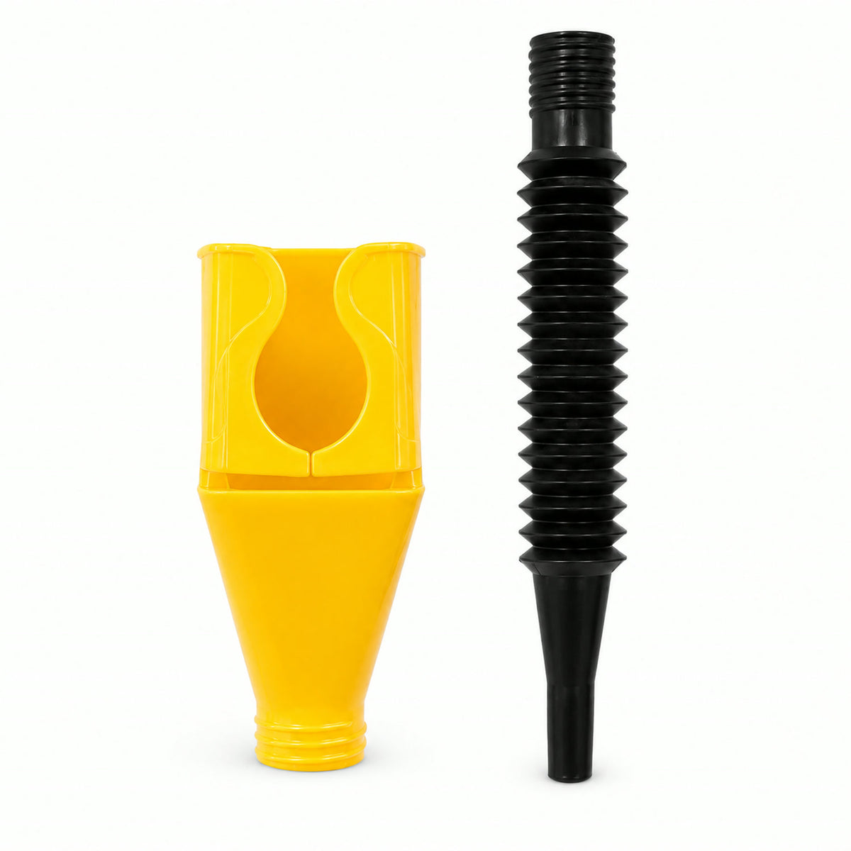 Flexible Plastic Funnel – Spill-Free Car Oil Fuel Filling - white background