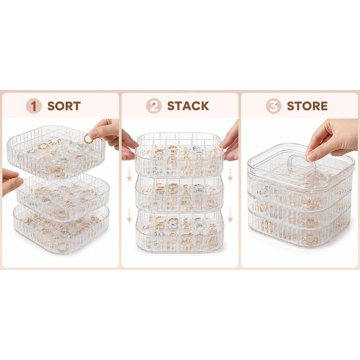 Jewellery Storage Box – 3 Layer Clear Organizer for Small Accessories - usage guide