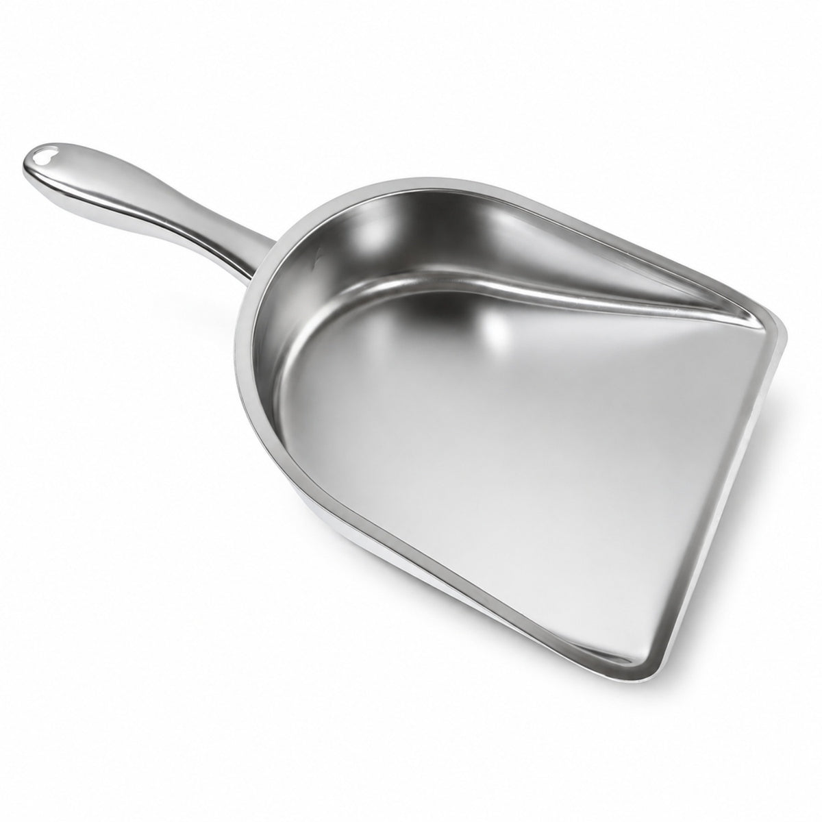 Stainless Steel Dustpan – Heavy Duty Cleaning Tool with Handle - white background