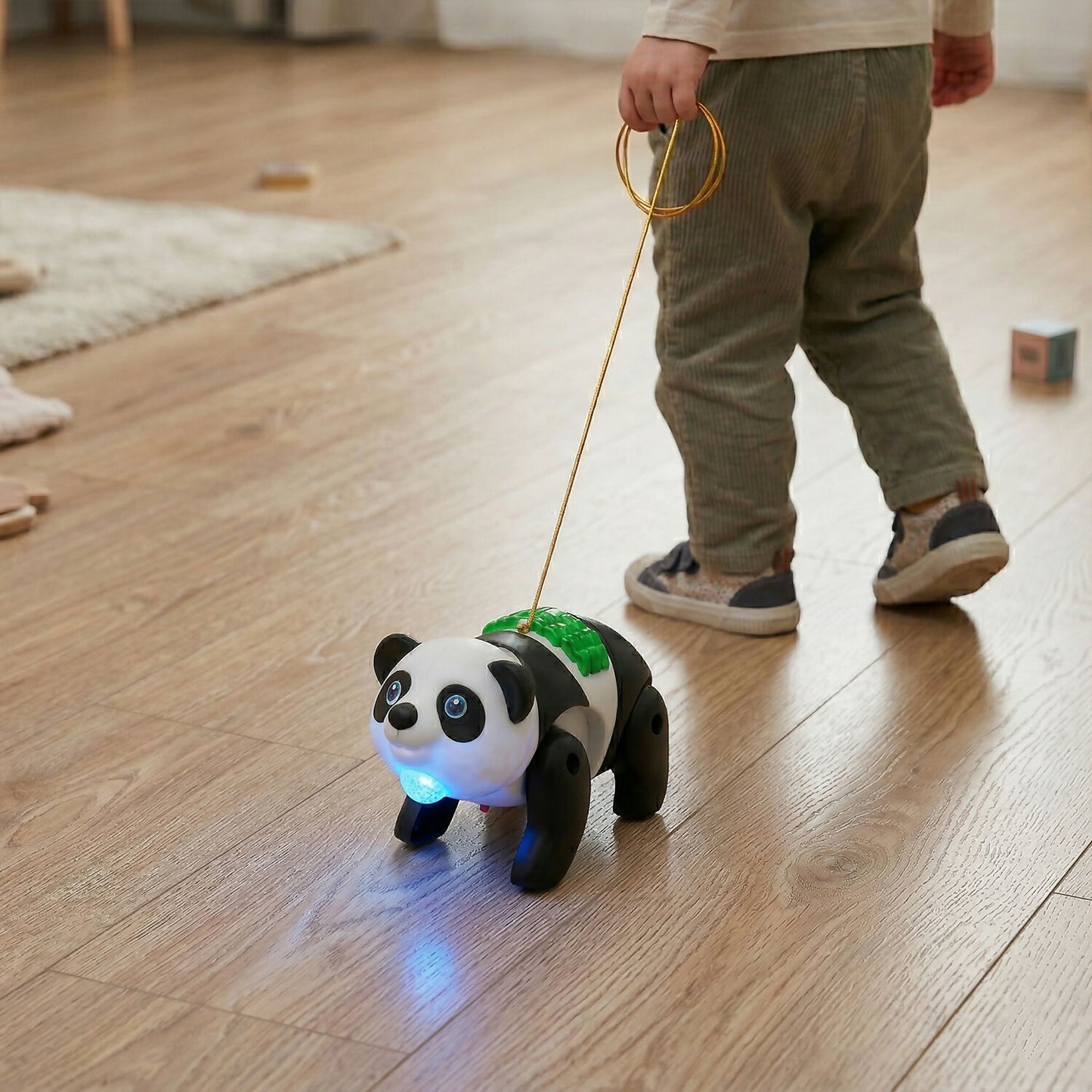 Side view of Crawling Panda light and sound pull toy