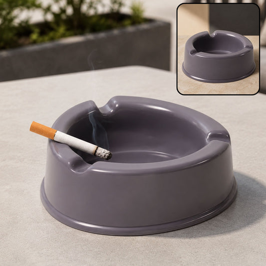 Plastic Ashtray – Durable Grey with Triple Cigarette Slots