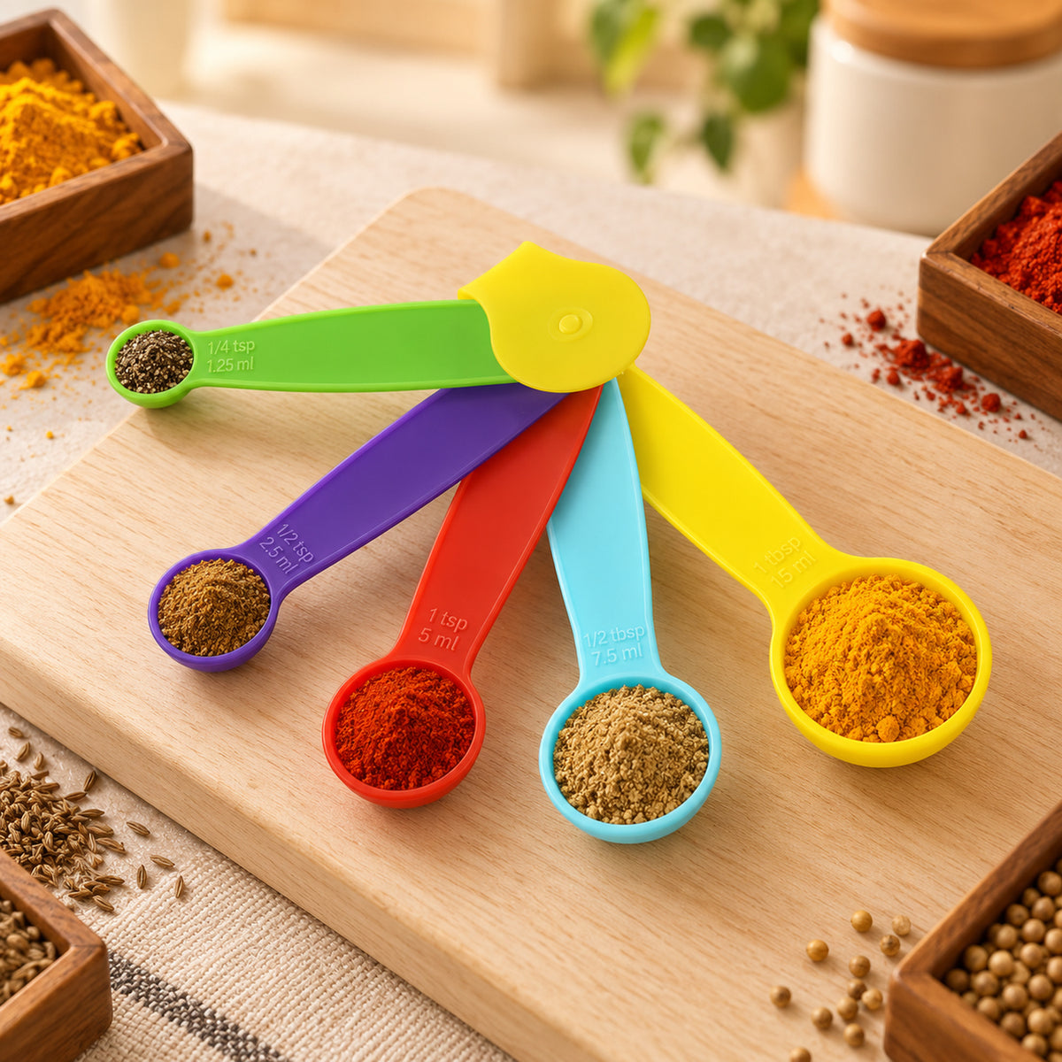 Plastic Measuring Spoons Set – 5 Pcs for Baking & Cooking | Bake & Dwell