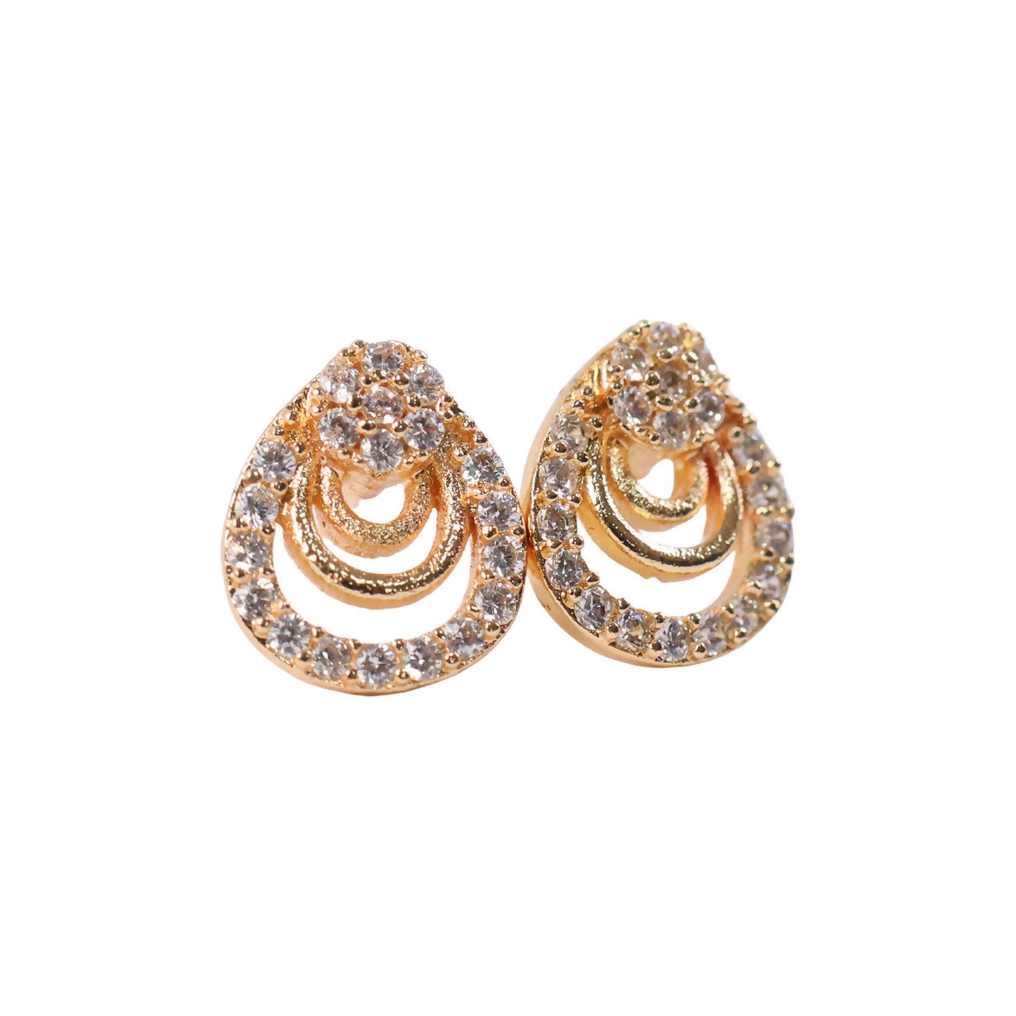 Gold Finish Teardrop Crystal Stud Earrings for Women – Elegant Party Wear Pair