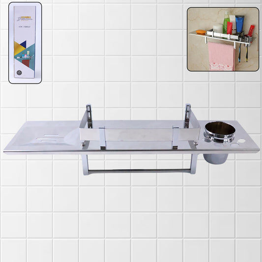Stainless 4 In 1 Multi-Functional Space Saving Bathroom Shelf