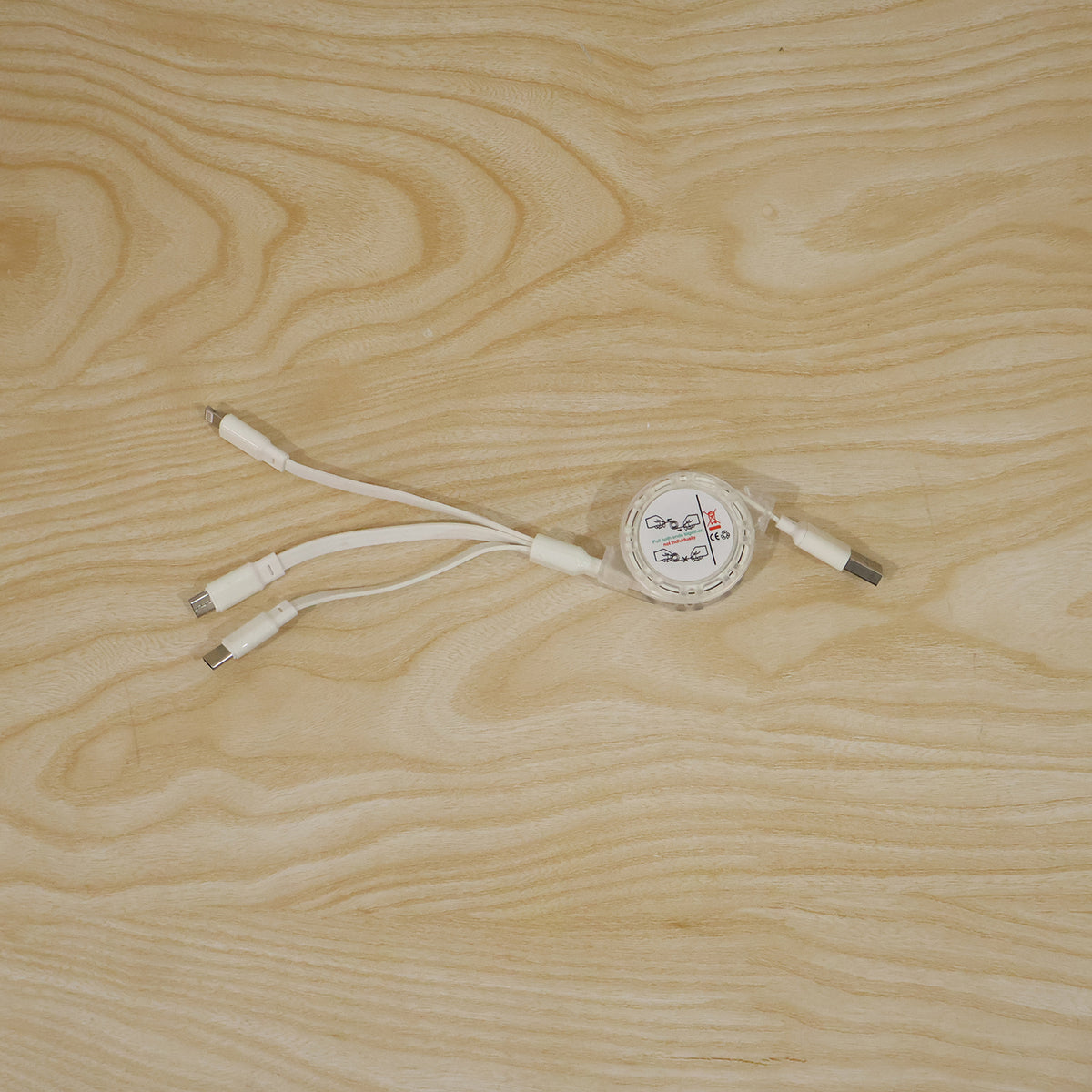 Retractable USB Charging Cable with Type-C, Micro USB and Lightning (3 in 1)