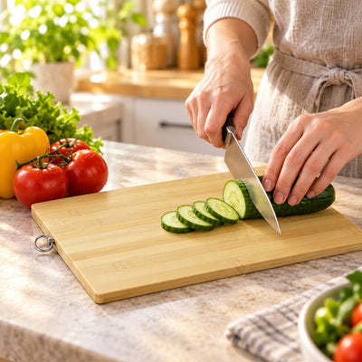 Bamboo Kitchen Chopping Board with Hanging Ring (36 x 26 Cm, 1 Pc)