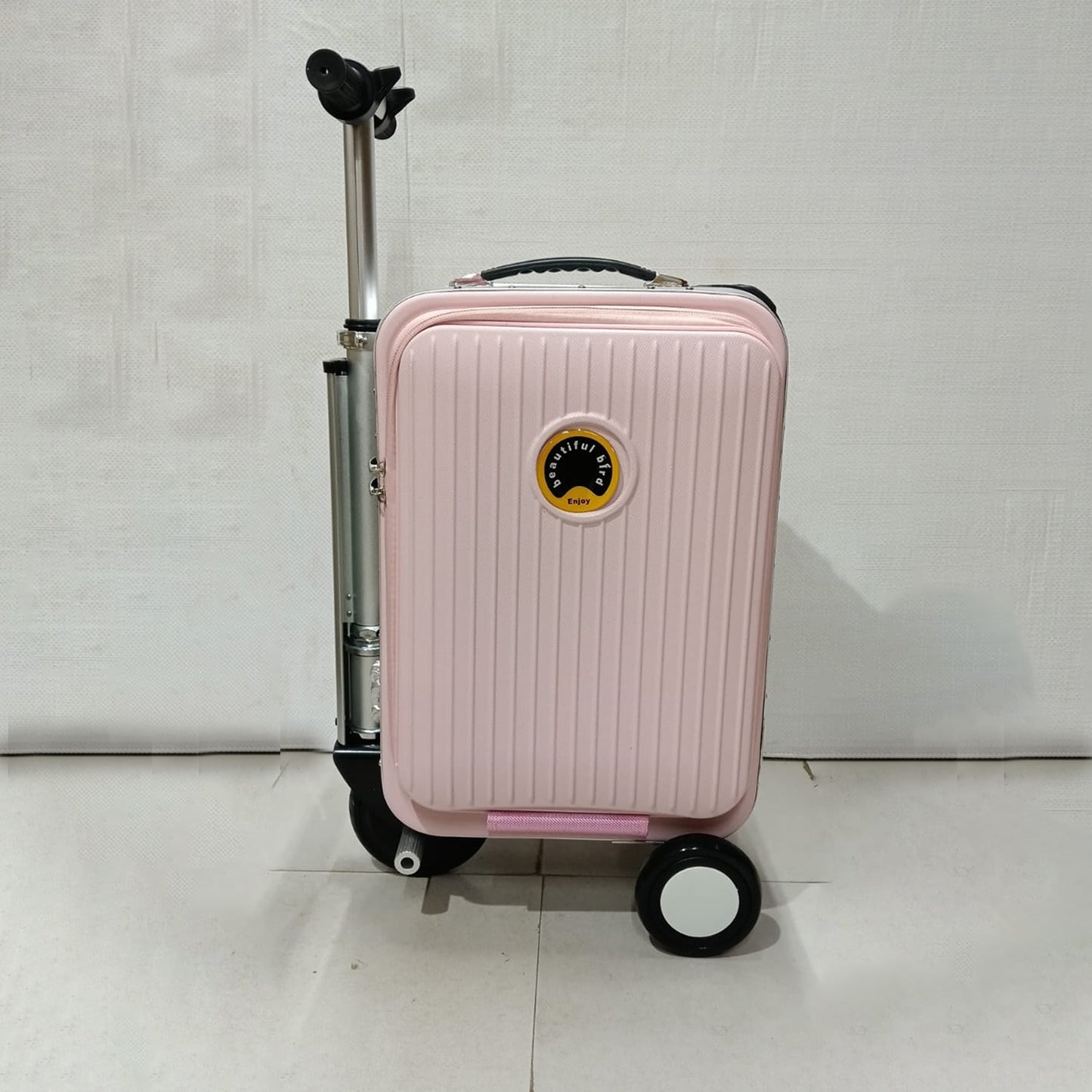 Light pink electric scooter travel bag with foldable trolley for easy travel