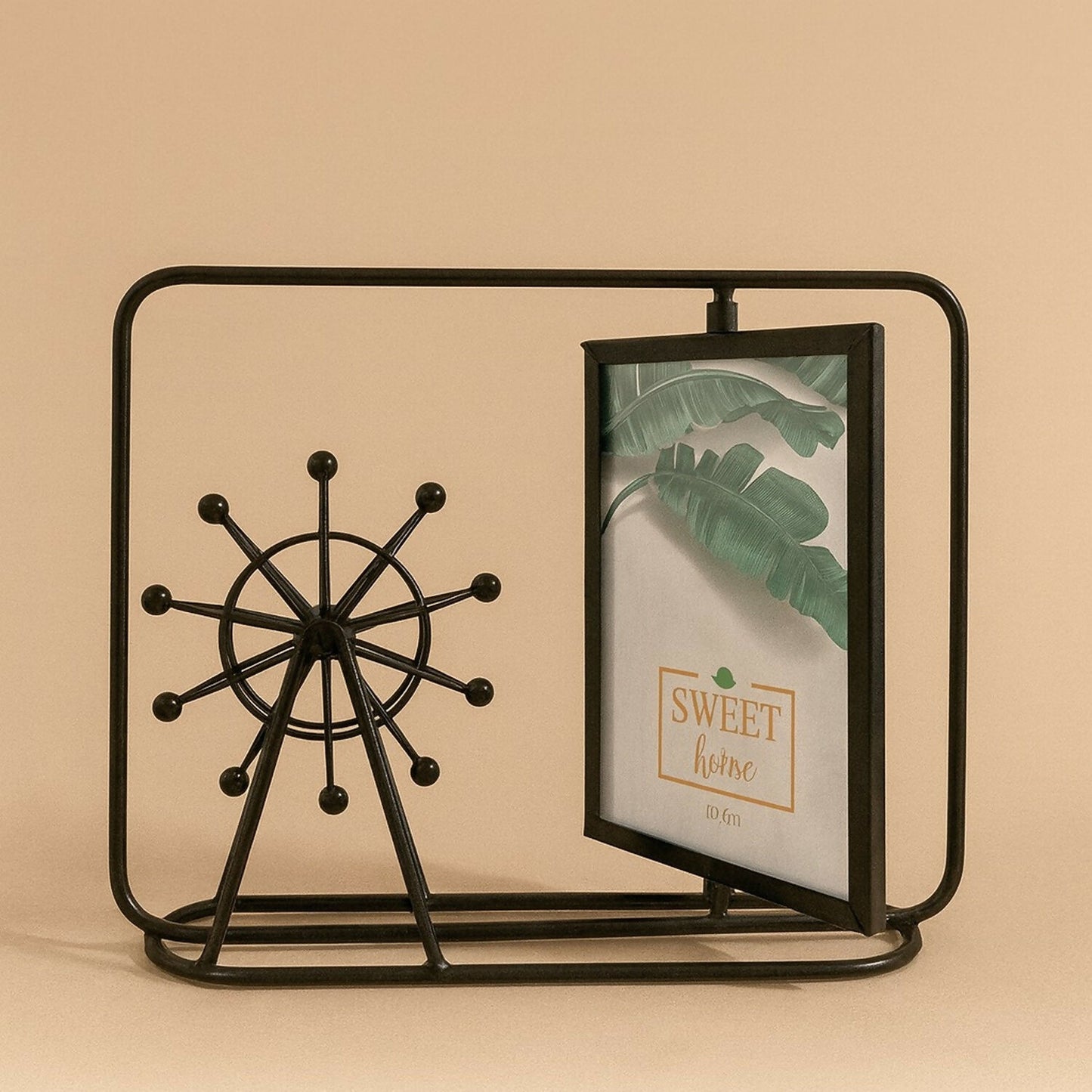 Premium Ferris Wheel Style Metal Photo Frame | Creative 4x6 Inch Rotating Picture Display Stand for Home & Office Décor | Modern Industrial Tabletop Photo Holder for Living Room, Bedroom & Gifting