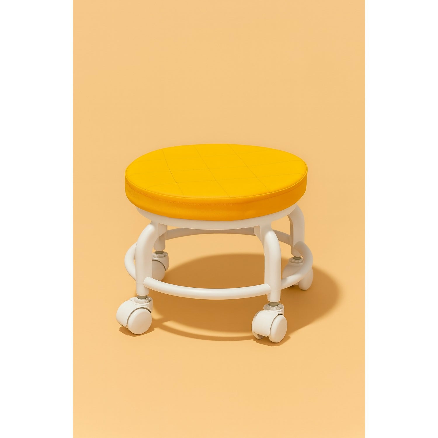 Adjustable Round Stool with Wheels | 360° Rotating Multipurpose Stool for Kids and Adults | Height Adjustable, Comfortable Cushion Seat | Ideal for Study, Kitchen, Salon, Office, Home