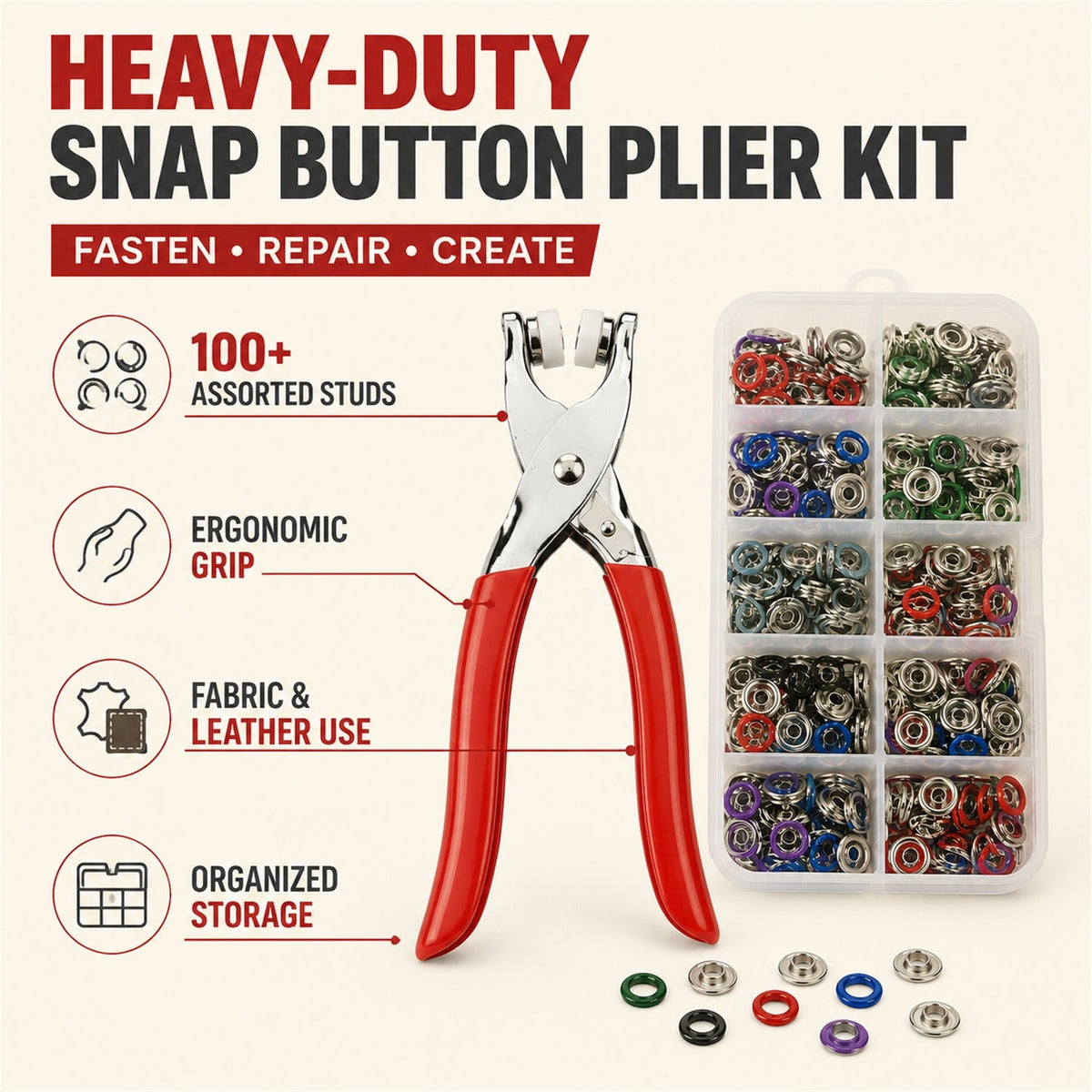15613_snap_button_fastener_plier_kit features