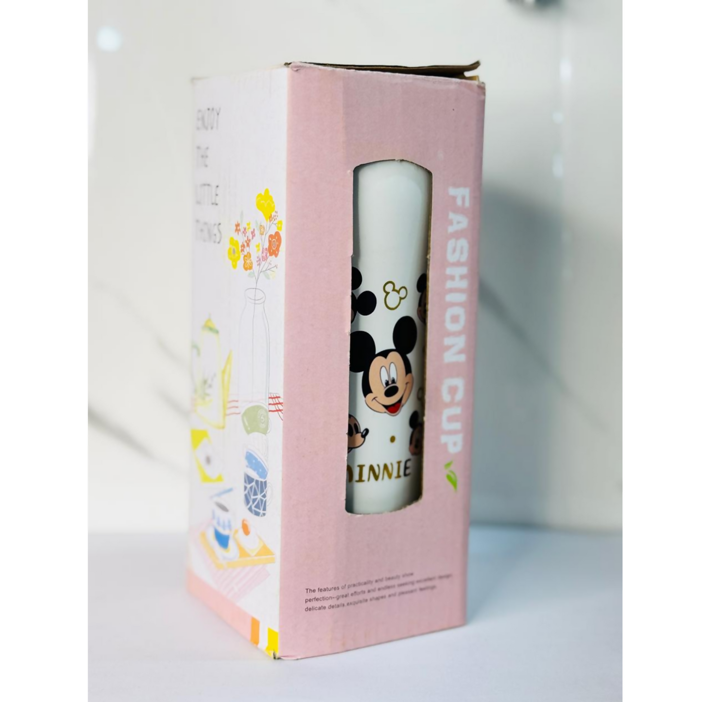 White Travel Coffee Tumbler with Cute Cartoon Faces – 400 ml Stainless Steel Inner Wall – Leakproof Lid – Ideal for Hot & Cold Beverages