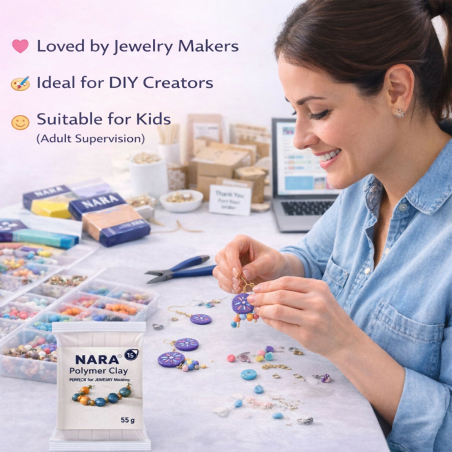 Creative artwork made with polymer clay kit