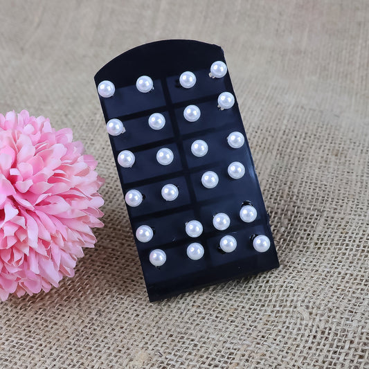 Pearl Stud Earrings Combo Of (1 Card / 12 Pairs)