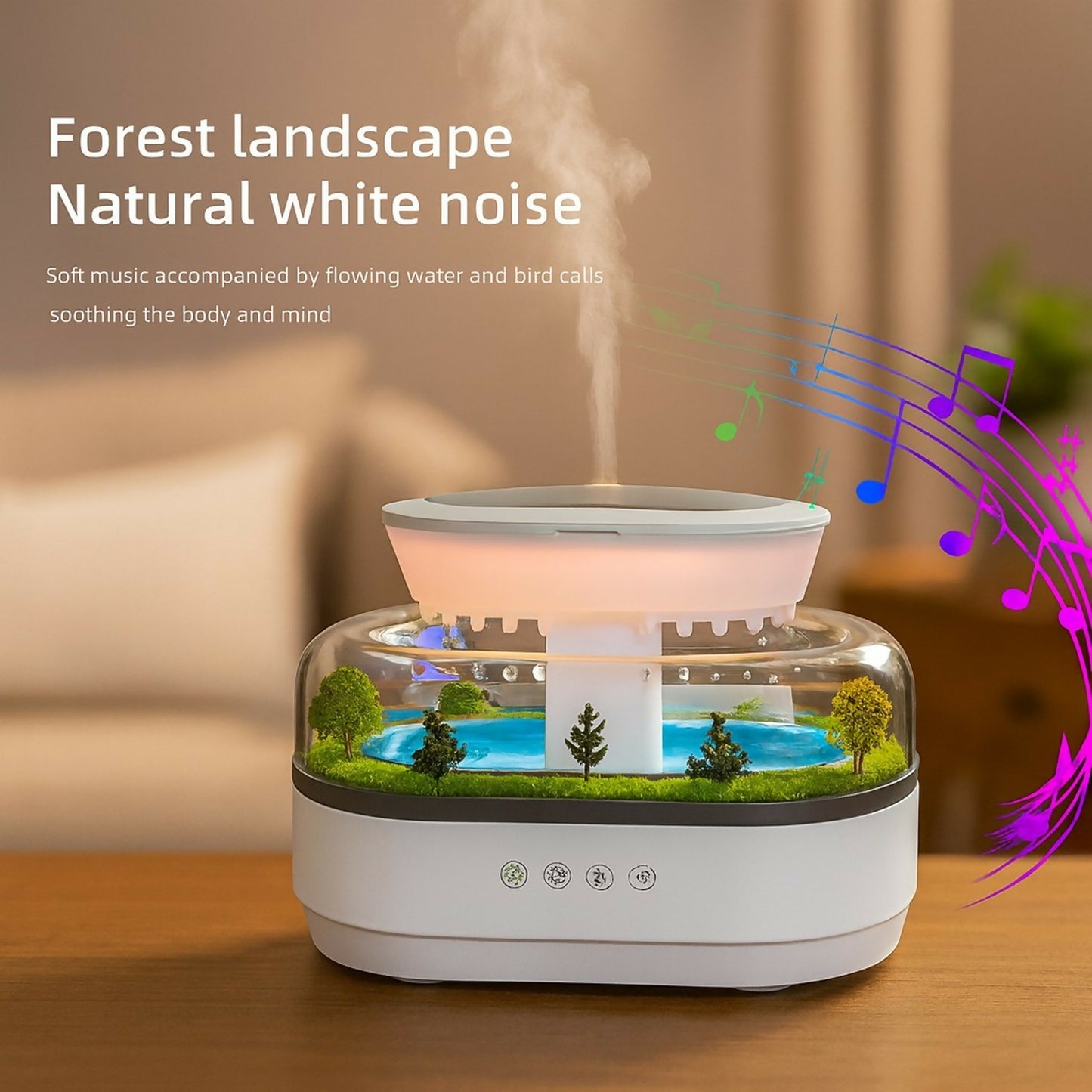 Forest Landscape Aroma Diffuser with LED Light & Natural White Noise