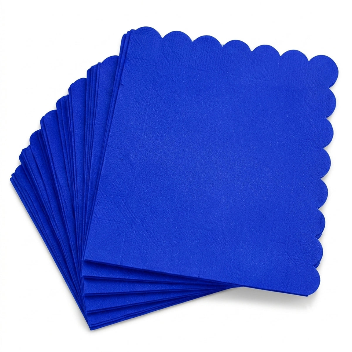 Blue Scalloped Edge Disposable Paper Napkins for Parties (30 Pc)